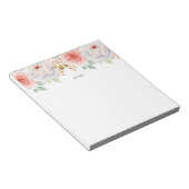 Bloc-note Peach Peonies d'aquarelle Feuilles d'or (Incliné)