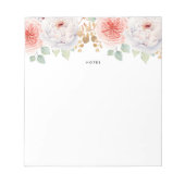Bloc-note Peach Peonies d'aquarelle Feuilles d'or (Devant)