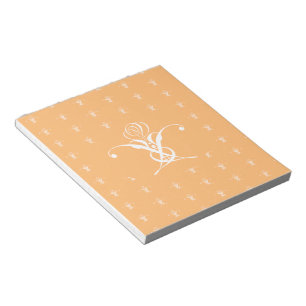 Bloc-note Peach Retro White Flourd Rose