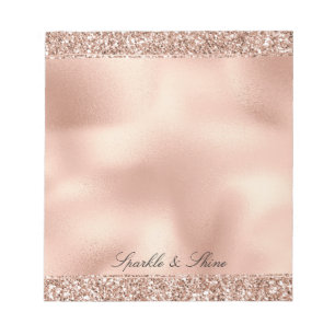 Bloc-note Peach Rose Gold Glitter Luxe  