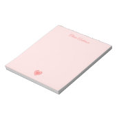 Bloc-note Peachy Pink Retro Heart Valentines Day Custom Name (Tourné)