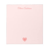 Bloc-note Peachy Pink Retro Heart Valentines Day Custom Name (Devant)
