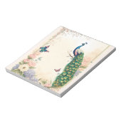 Bloc-note Peacock bleu dans Pastel Flower Garden II (Tourné)