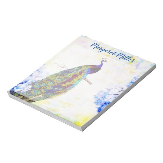 Bloc-note Peacock et hydrangea personnalisé (Tourné)