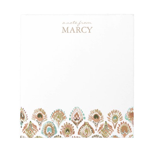 Bloc-note PEACOCK MERMAID Aqua Gold Scales and Feathers (Devant)