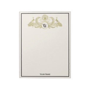 Bloc-note Peacocks vintages Monogram Faux Gold Ivory BG