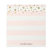 Bloc-note Pêcher les rayures blanches avec Confetti d'or (Devant)