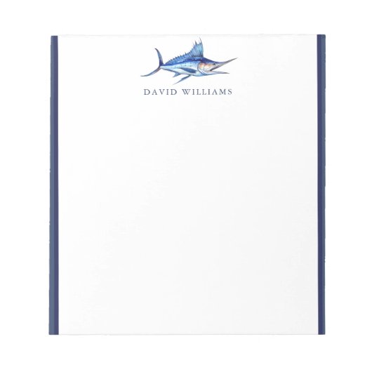 Bloc-note Pêcheur de poisson de marlin bleu personnalisé (Devant)