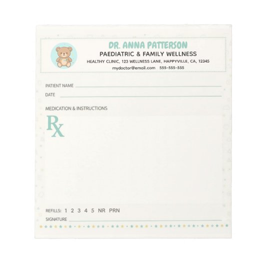 Bloc-note Pediatrician Doctor Prescription (Devant)