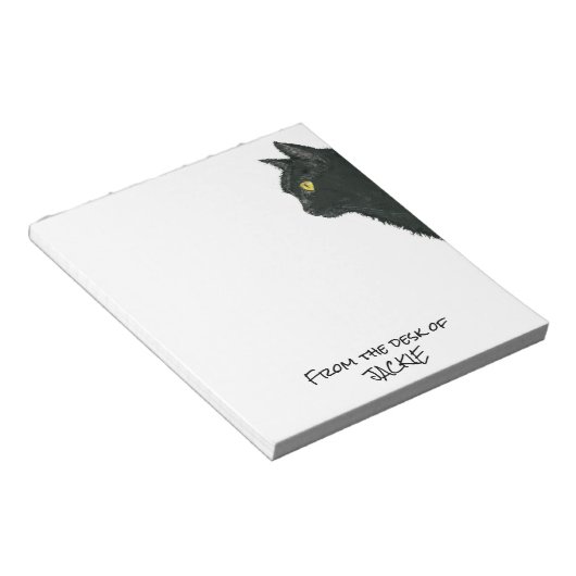 Bloc-note Peeking Chat noir du bureau de personnalisation (Incliné)