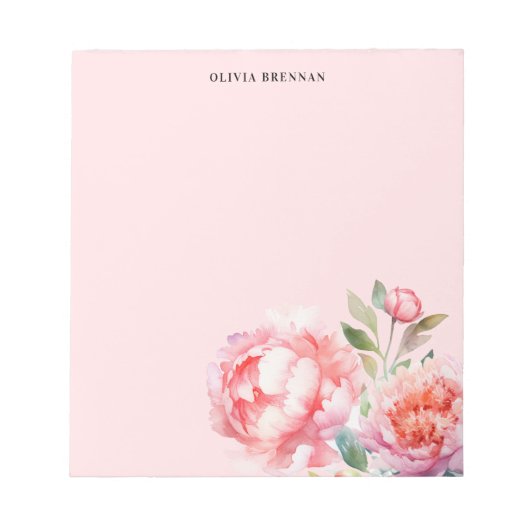 Bloc-note Peinterly Peonies Design floral raffiné (Devant)