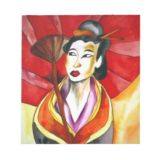 Bloc-note Peinture à l'aquarelle d'art original de geisha ja (Devant)