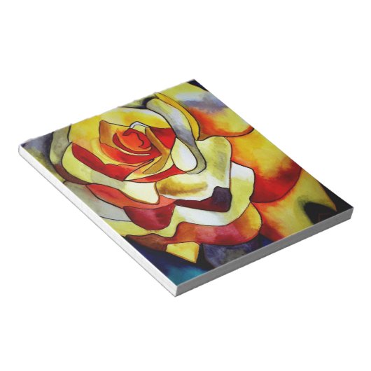 Bloc-note peinture à l'aquarelle de fleur Jaune (Incliné)