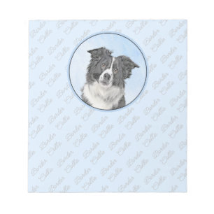Bloc-note Peinture Collie Bordure - Joli art original chien