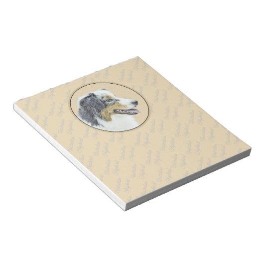 Bloc-note Peinture de berger australien - Art original de ch (Incliné)