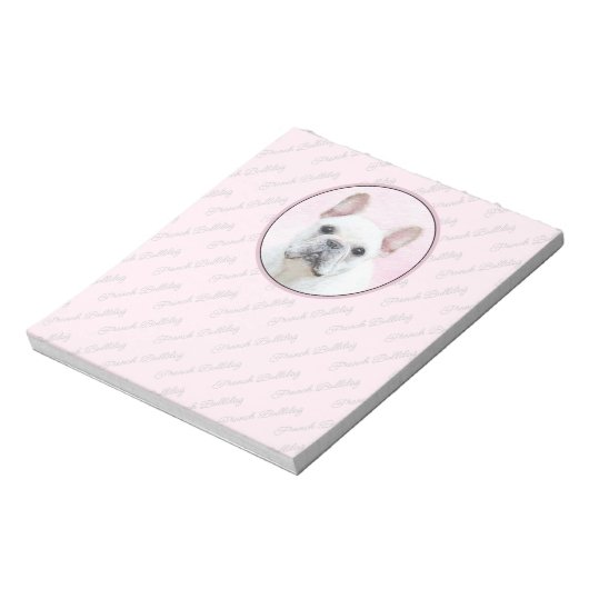 Bloc-note Peinture de Bouledogue Français (Crème/Blanc) - Ar (Tourné)