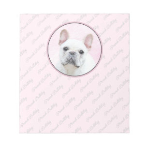 Bloc-note Peinture de Bouledogue Français (Crème/Blanc) - Ar