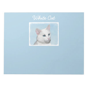Bloc-note Peinture de chat blanc - Cute Original Cat Art