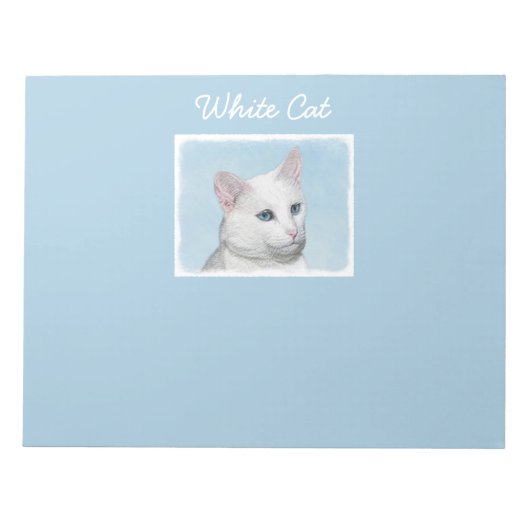 Bloc-note Peinture de chat blanc - Cute Original Cat Art (Devant)