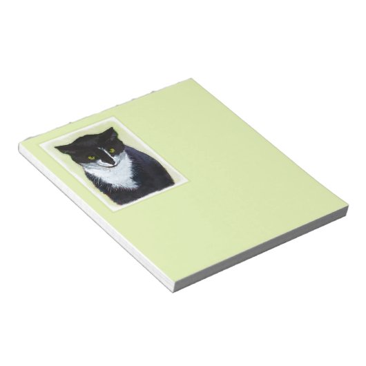 Bloc-note Peinture de chat Tuxedo - Cute Original Cat Art (Incliné)