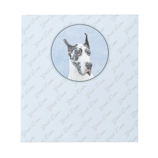 Bloc-note Peinture de Great Dane (Arlequin) - Art original d (Devant)