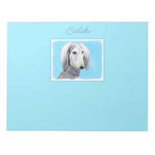 Bloc-note Peinture de Saluki (Argent) - Joli art original de