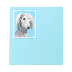 Bloc-note Peinture de Saluki (Argent) - Joli art original de