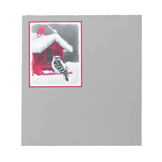Bloc-note Peinture Downy Woodpecker - Art original pour oise (Devant)