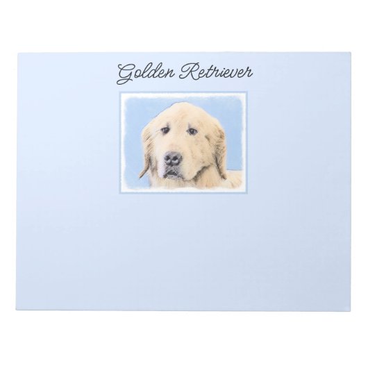 Bloc-note Peinture Golden Retriever - Joli art original chie (Devant)