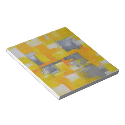 Bloc-note peinture gris jaune blanc abstrait (Incliné)
