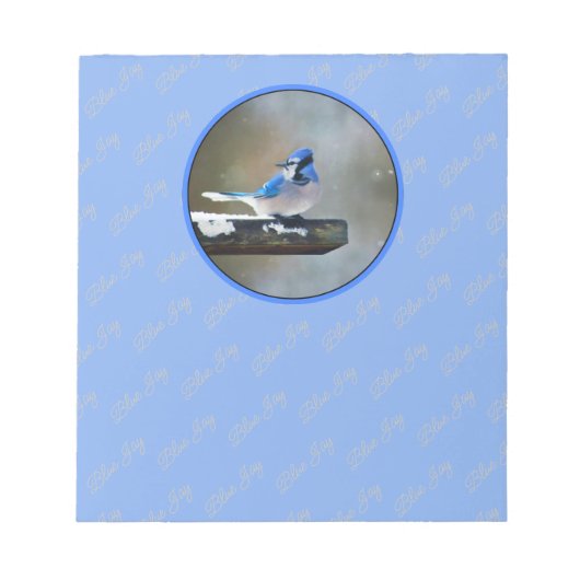 Bloc-note Peinture Jay Bleu - Art Oiseau Original (Devant)