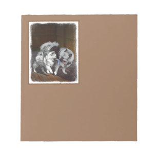 Bloc-note Peinture Keeshond Playtime - Jolie art original ch