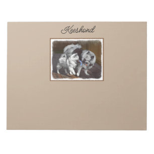 Bloc-note Peinture Keeshond Playtime - Jolie art original ch