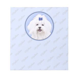 Bloc-note Peinture maltaise - Joli art original pour chien