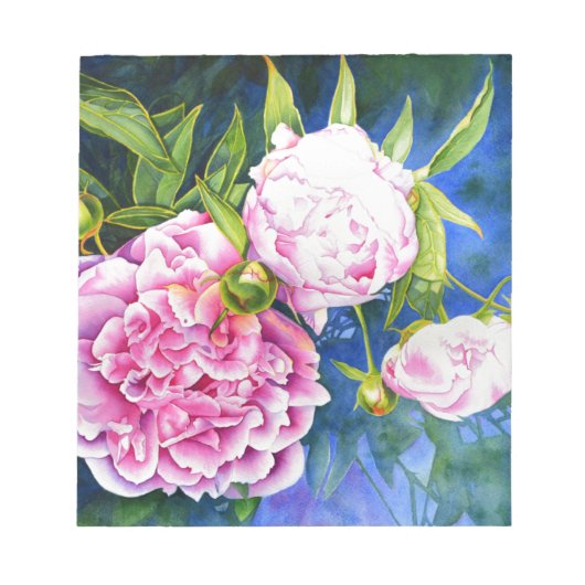Bloc-note Peinture rose blanc | romantique floral (Devant)