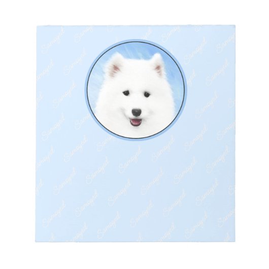 Bloc-note Peinture Samoyed Puppy - Jolie Art Original Chien (Devant)