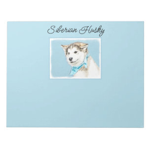 Bloc-note Peinture Sibérienne Husky Puppy - Art Chien d'orig