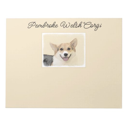 Bloc-note Pembroke Welsh Corgi Peinture - Original Chien Art (Devant)