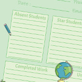 Bloc-note Pendant que vous étiez absent prof suppléant vert