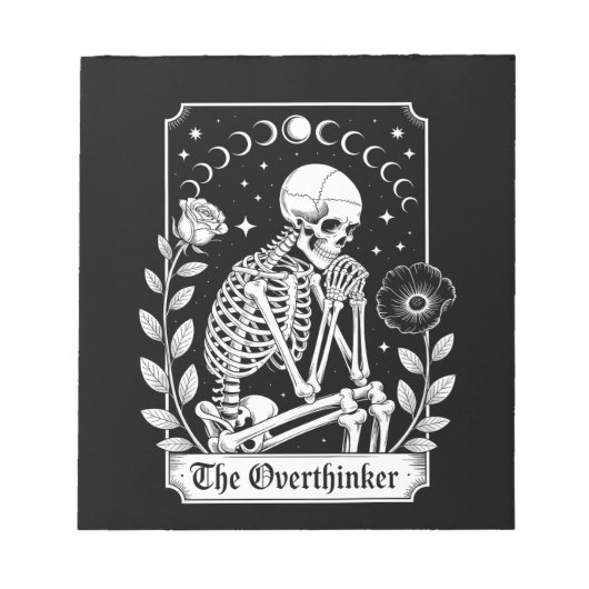 Bloc-note penseur excessif squelette gothique sombre Hallowe (Devant)