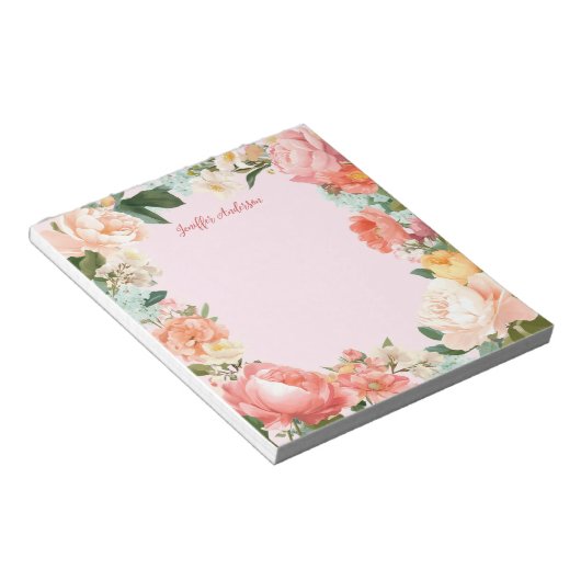 Bloc-note Peonies roses douces Florales modernes (Incliné)
