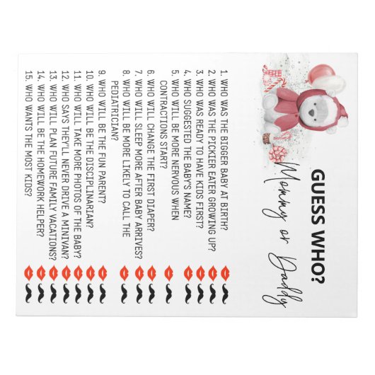 Bloc-note Père Noël Baby Polar Bear Baby shower Devine Qui (Devant)