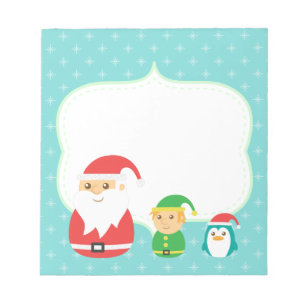 Bloc-note Père Noël mignon, Elf et pingouin alignés pour