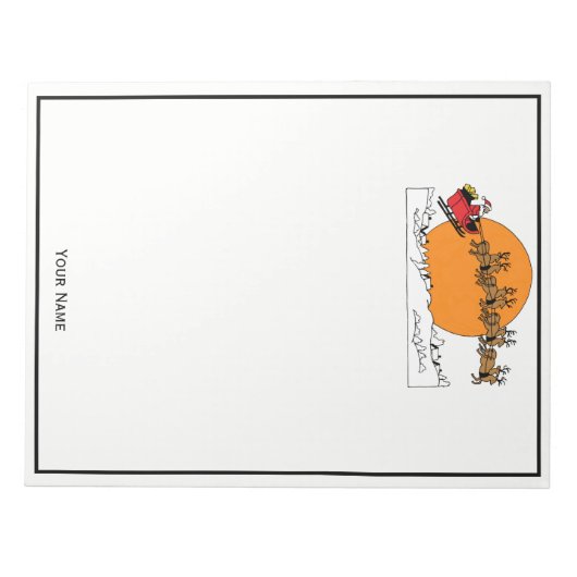 Bloc-note Père Noël Reindeer Sur La Neige Couverte Ville Lun (Devant)