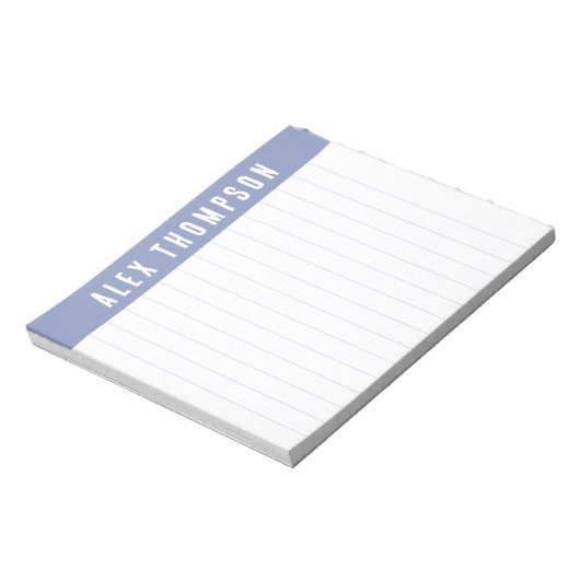 Bloc-note Périwinkle Blue Custom Name Lined (Tourné)
