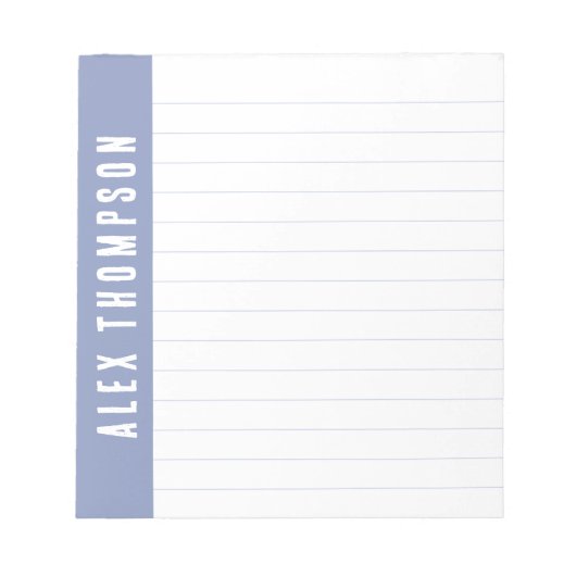 Bloc-note Périwinkle Blue Custom Name Lined (Devant)