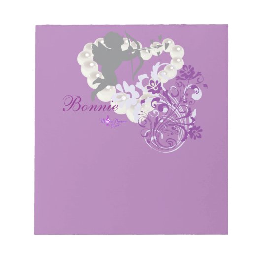 Bloc-note Perles Cherub Coeur Floral Petite Note Pad (Devant)