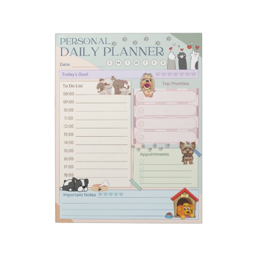 Bloc-note Personal Daily Planner mignon Chien Chien Chien Ch (Tourné)