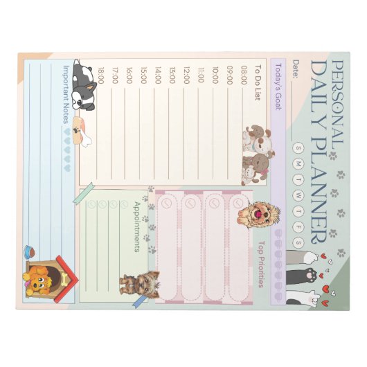Bloc-note Personal Daily Planner mignon Chien Chien Chien Ch (Devant)