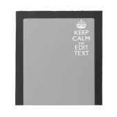 Bloc-note Personalisé KEEP CALM Votre texte en noir (Devant)